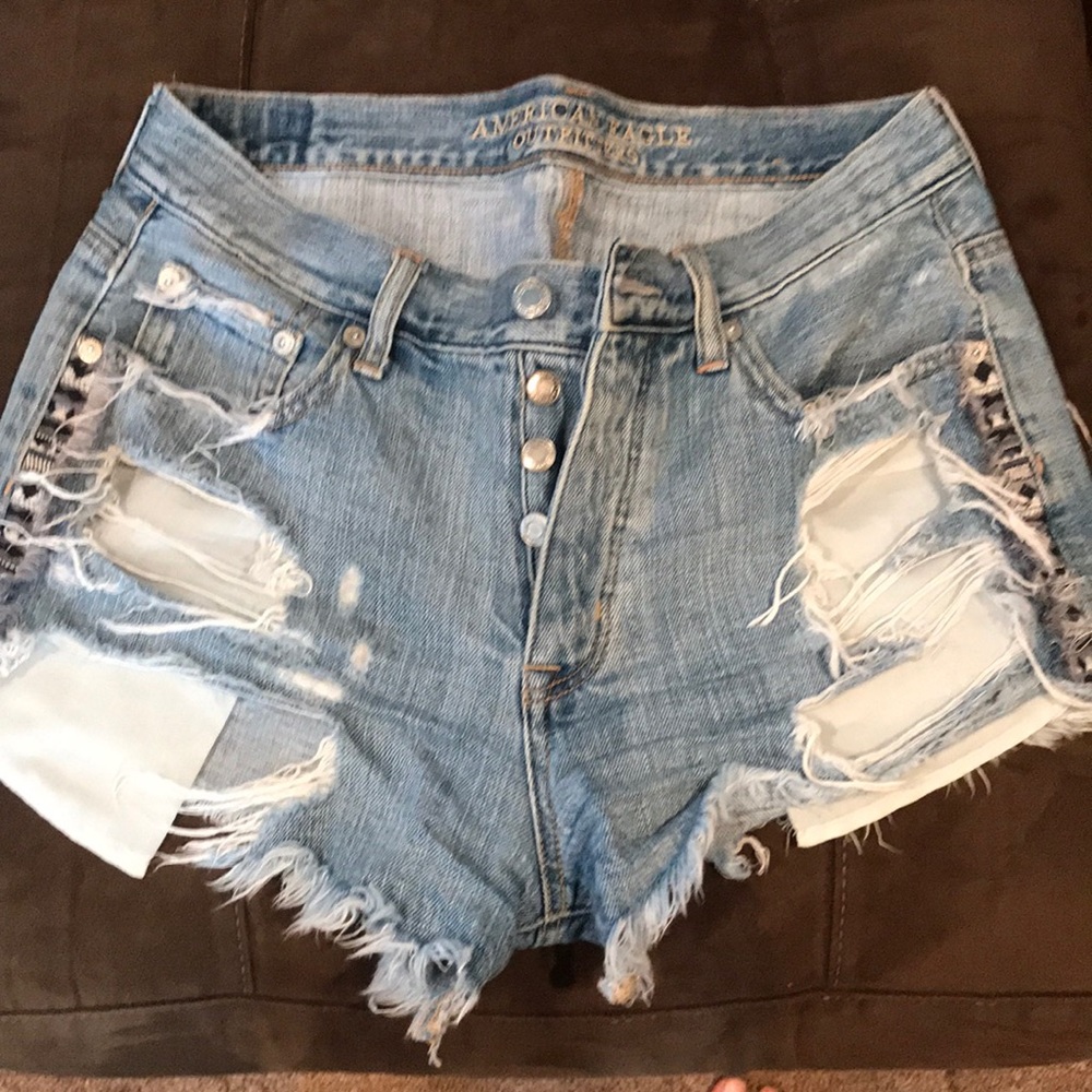 Destroyed jean shorts